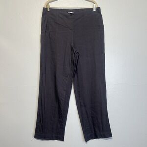 J Jill Linen Stretch Sz 14 Gray Linen Blend Pull On Pants Comfort Elastic Waist